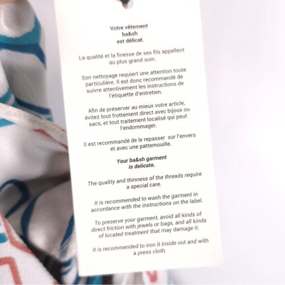 NWT Ba&sh ROBE JARA Mixed Print Wrap Mini Dress Turquoise 1E23JARA Size 3 MEDIUM - Picture 14 of 15